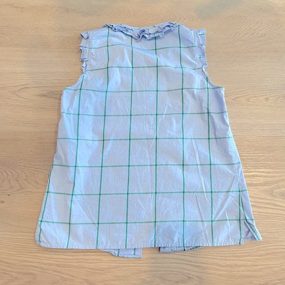 J Crew Sleeveless Button Up with Ruffle Trim in size 00P. - Picture 2 of 4